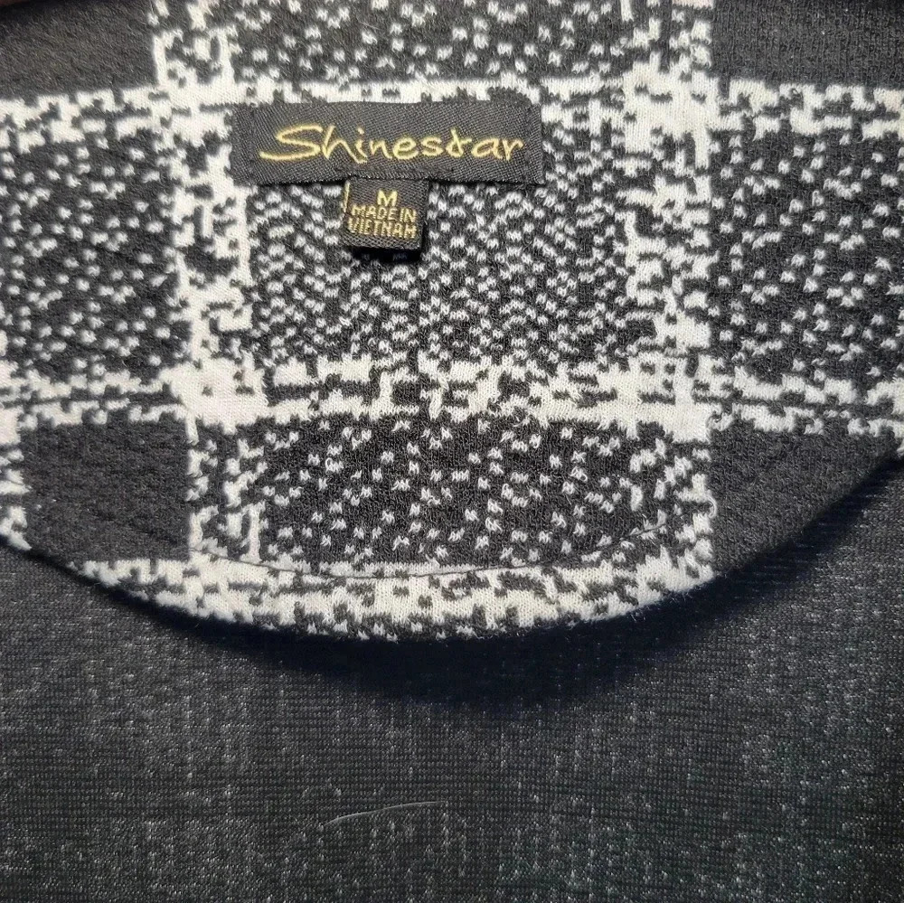 Shinestar womens lightweight black/ white belted coat duster Size M - Picture 2 of 8